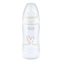 NUK FC+  Butelka antykolkowa z czujnikiem 300ml + smoczek 0-6m BIAŁE SERCE