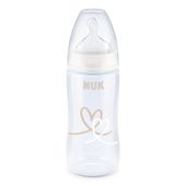 NUK FC+ Butelka antykolkowa z czujnikiem 300ml + smoczek 0-6m BIAŁE SERCE