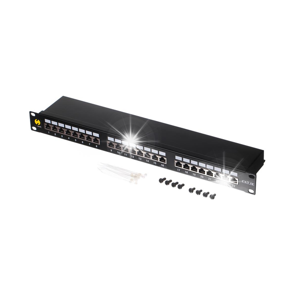 Patch panel 19'' Netrack 24-porty kat. 5e FTP, z półką zdjęcie 1