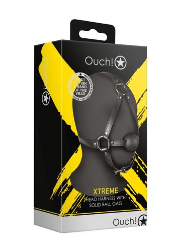Head Harness With Solid Ball Gag - Black na Arena.pl