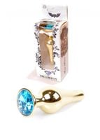 plug jewellery gold butt plug  light blue