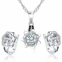 KOMPLET SREBRNEJ BIŻUTERII DAMSKIEJ RÓŻA, ZESTAW BIŻUTERII SREBRO PRÓBA 925