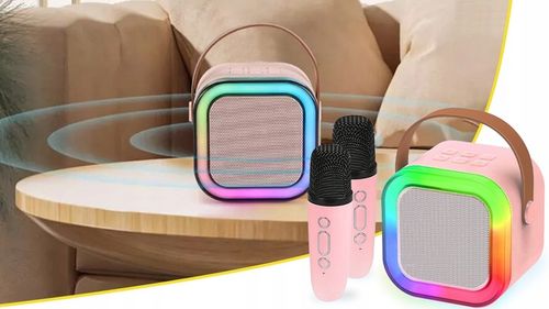 ZESTAW GŁOŚNIK BLUETOOTH PRZENOŚNY KARAOKE RGB 2 MIKROFONY USB SD MINI JACK na Arena.pl