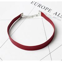 naszyjnik choker skórzany - czerwony n480cze