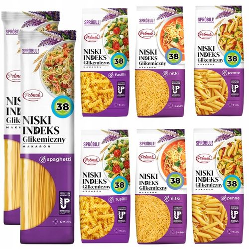 MAKARONY PENNE SPAGHETTI ŚWIDERKI NITKI 250g POLMAK NISKI IG na Arena.pl