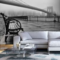 Fototapeta - A Foggy Day on the Brooklyn Bridge 400x280