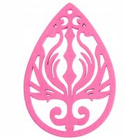 Drewniana zawieszka WZÓR ażur 35x55mm jasny róż