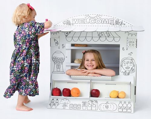 Duży Stragan Tekturowy Zabawa w sklep Pomysł na prezent dla dzieci na Arena.pl