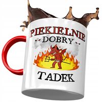 Kubek Czerwony Dla Tadka Tadeusza Kolegi Męża Syna Z Nadrukiem Ze Zdjęciem