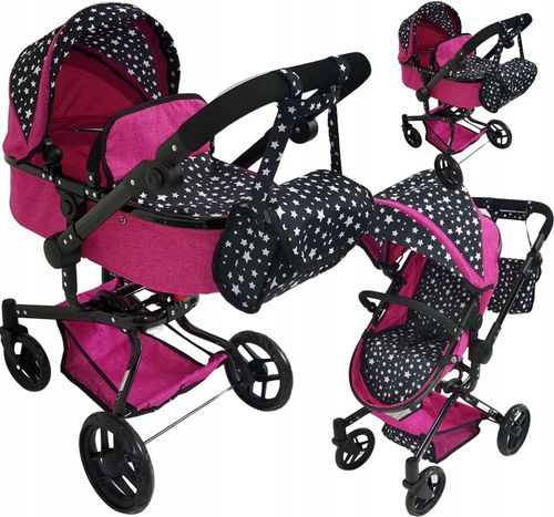 WÓZEK DLA LALEK FUNKCYJNY 4W1 GŁĘBOKI I SPACEROWY na Arena.pl