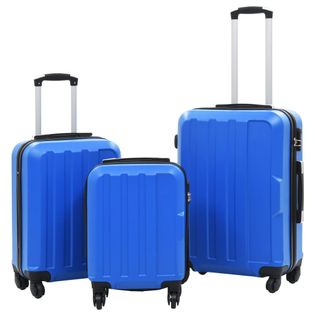 Zestaw twardych walizek, 3 szt., niebieskie, ABS