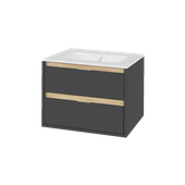 Tuto szafka 60 cm wisząca, 2 szuflady, z umywalką As, szara/dąb