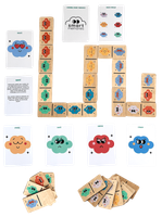 Gra domino drewniane obrazkowe dla dzieci z kartami edukacyjnymi - Emocje