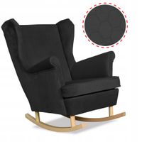 Fotel uszak Angelo bujany skandynawski  czarny aksamit pikowany