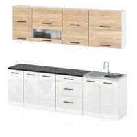 Meble Kuchenne Kuchnia Modułowa Robo Lux 2.6m Zestaw Sonoma Biały Połysk