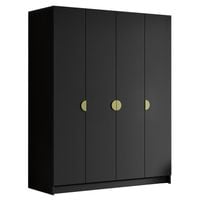 Szafa SANA 200 cm-pojemna garderoba-CZARNY+ZŁOTY