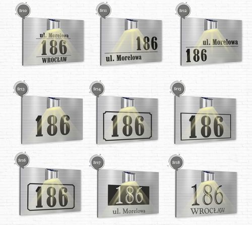 duża TABLICZKA ADRESOWA tablica srebrna numer posesji 40x30 lampka solarna na Arena.pl