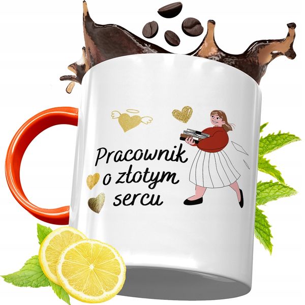 Kubek Pomarańczowy Dla Pracownika Prezent Z Nadrukiem Ze Zdjęciem zdjęcie 1