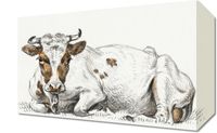 Obraz 30x20cm Leżąca Krowa, Jean Bernard Vintage do Salonu