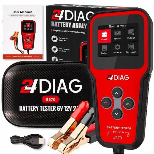 TESTER DO AKUMULATORÓW BATERII 6V 12V 24V 2-300AH MIERNIK CYFROWY j.POLSKI na Arena.pl