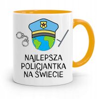 Kubek Żólty Najlepszego Policjanta Policjantki Z Nadrukiem Ze Zdjęciem