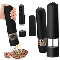 Młynek elektryczny do przypraw soli pieprzu czarny solidny na baterie
