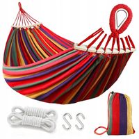 DUŻY HAMAK ogrodowy DWUOSOBOWY turystyczny z drążkiem 2 osobowy 260 x 155cm