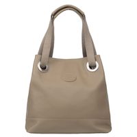 VERA PELLE torebka skórzana shopper z parcianymi rączkami V528 beżowa