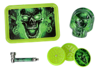 Popielniczka + Tacka + Lufka + Młynek w Zestawie na Prezent Fosforyzujące