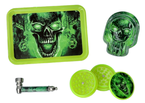 Popielniczka + Tacka + Lufka + Młynek w Zestawie na Prezent Fosforyzujące na Arena.pl