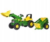 2 x Duży Traktor Na Pedały John Deere PRZYCZEPA ŁYŻKA Rolly Toys