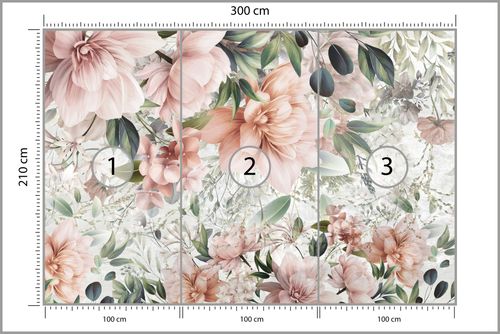 Fototapeta Do Salonu Różowe KWIATY Natura 300cm x 210cm na Arena.pl