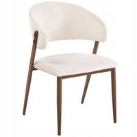 beżowe krzesło welurowe z drewnianymi brązowymi orzech nogami furnitex