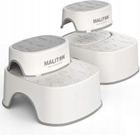 Stabilny i antypoślizgowy stołek dziecięcy 2w1, biało-szary