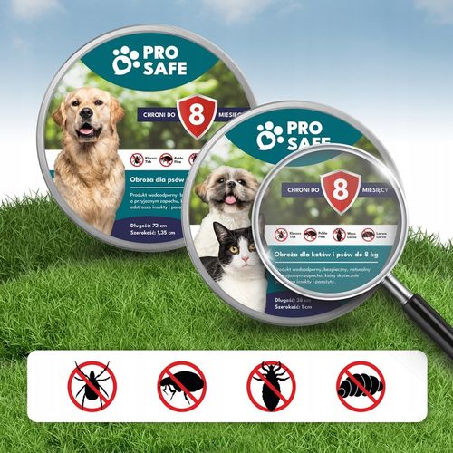 PRO SAFE Obroża na KLESZCZE PCHŁY psów kotów do 8kg ANTYKLESZCZOWA 38cm na Arena.pl
