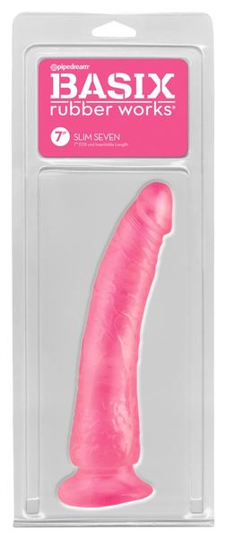 Basix Rubber Works Slim Dildo 17,8 cm PINK zdjęcie 1