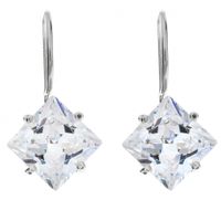 SREBRNE KOLCZYKI Z BIAŁĄ KWADRATOWĄ CYRKONIĄ SREBRO PRÓBY 925