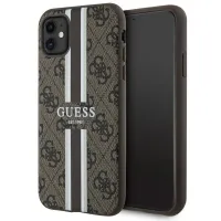 Etui Guess 4G Printed Stripes MagSafe na iPhone 11 / Xr - brązowe