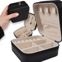 Organizer na biżuterię szkatułka kuferek na prezent etui czarny