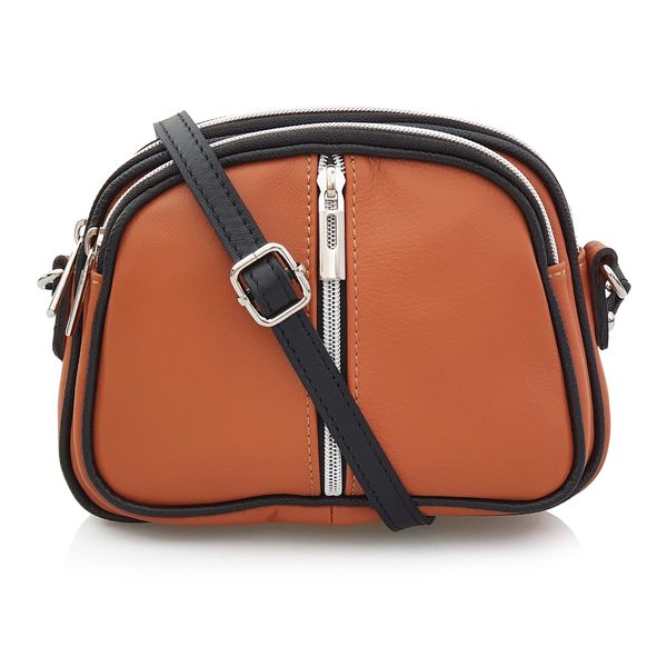 VERA PELLE torebka damska skórzana listonoszka 3 komorowa V463 camel zdjęcie 1