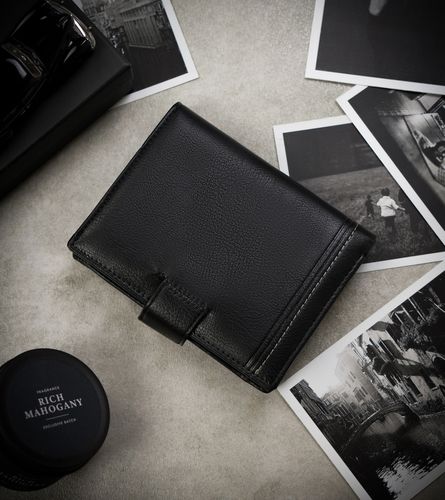 klasyczny portfel męski z eleganckimi przeszyciami - cavaldi na Arena.pl