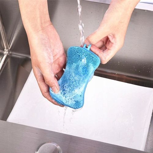 Myjka silikonowa ekologiczna gąbka zmywak kuchenny do mycia naczyń różowy na Arena.pl