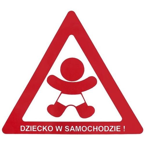 Naklejka na szybę "Dziecko w samochodzie" klejona od zewnętrznej strony pojazdu na Arena.pl