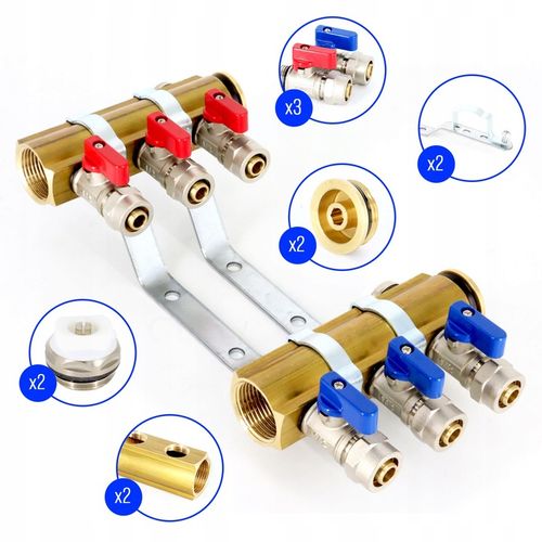 Rozdzielacz C.O. 3 obwodów zaworki PEX odpowietrzniki DO GRZEJNIKÓW na Arena.pl