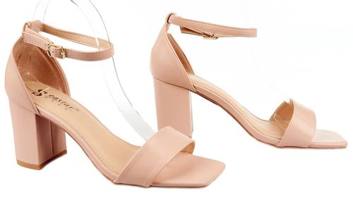 Sandały na obcasie słupku 7,5 cm. różowe Rozmiar obuwia - 39 na Arena.pl