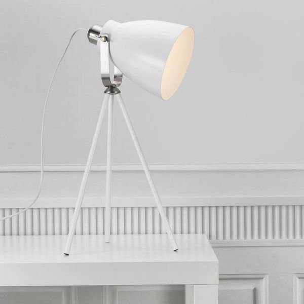 Stojąca LAMPA stołowa LARGO 46655001 Nordlux biurkowa LAMPKA metalowa na trójnogu biała zdjęcie 3