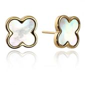 kolczyki ze stali szlachetnej platerowane 14k złotem, koniczynka masa p