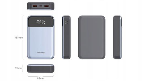 Powerbank 20000 mAh 100W do laptopa smartfona 2x USB-A 1x USB-C KOMPAKTOWY na Arena.pl