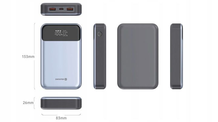Powerbank 20000 mAh 100W do laptopa smartfona 2x USB-A 1x USB-C KOMPAKTOWY zdjęcie 7