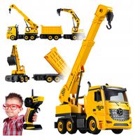 Zdalnie Sterowany Dźwig Z Koparką I Wywrotką Zabawka Zestaw RC + Akumulator